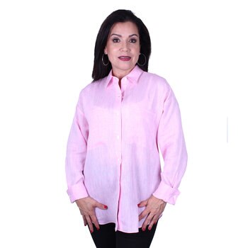 Emporio Colombo, Blusa Oversize de Lino para Dama en Varias Tallas, Color Rosa