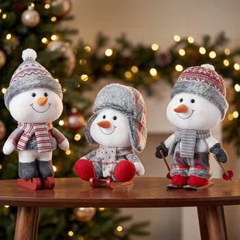 Muñecos de Nieve Decorativos, Juego de 3 Pzas.