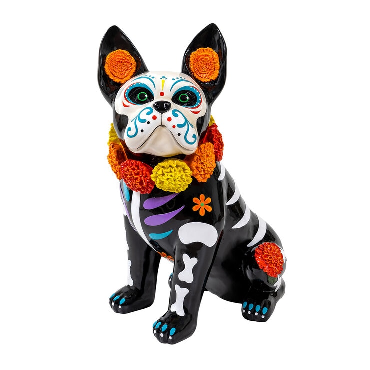 Figura Decorativa Día de Muertos, Bulldog Francés Figura Decorativa Día de Muertos, Bulldog Francés