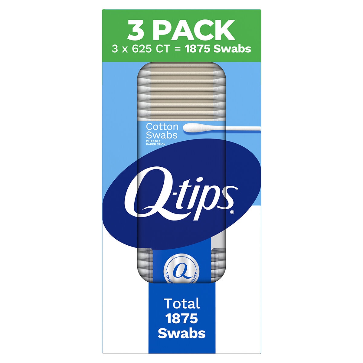 Q-Tips Cotonetes de Algodón 3 paquetes de 625 pzas