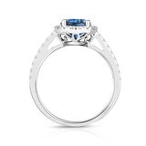 Anillo, Topacio Azul y Diamantes 0.35ctw, Oro Blanco de 14K