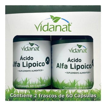 Vidanat Ácido Alfa Lipoico 2 Frascos de 60 Cápsulas Vidanat Ácido Alfa Lipoico 2 Frascos de 60 Cápsulas