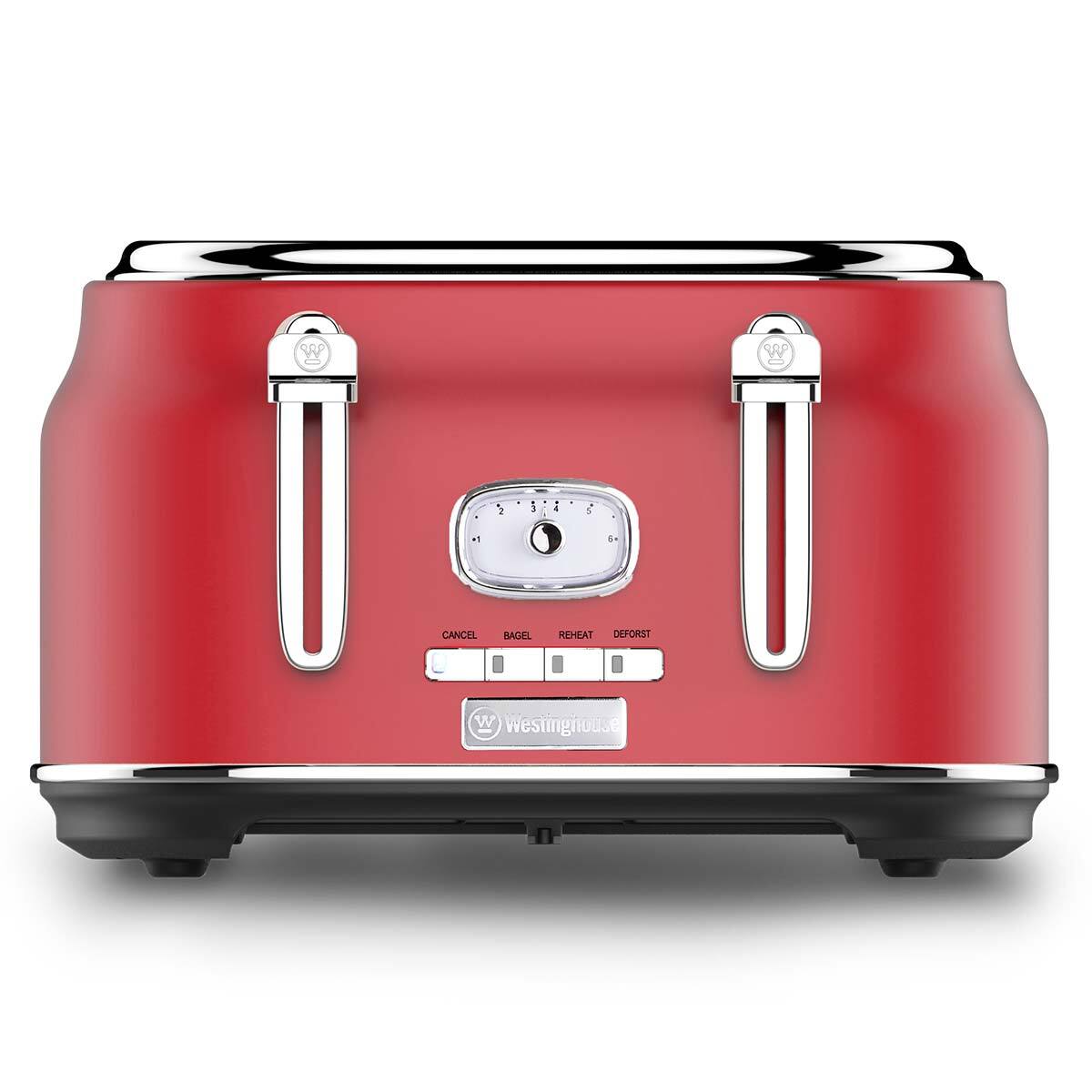 Westinghouse, Tostadora de Pan, Estilo Retro para 4 Rebanadas, Rojo