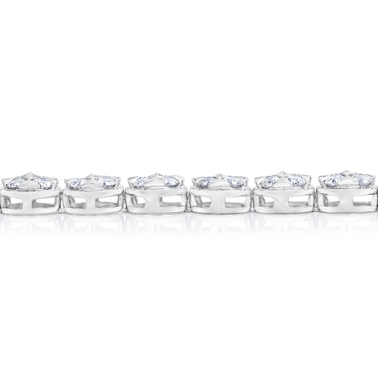 3.00ctw, Pulsera de Diamantes, Corte Redondo Brillante, Oro Blanco 14K