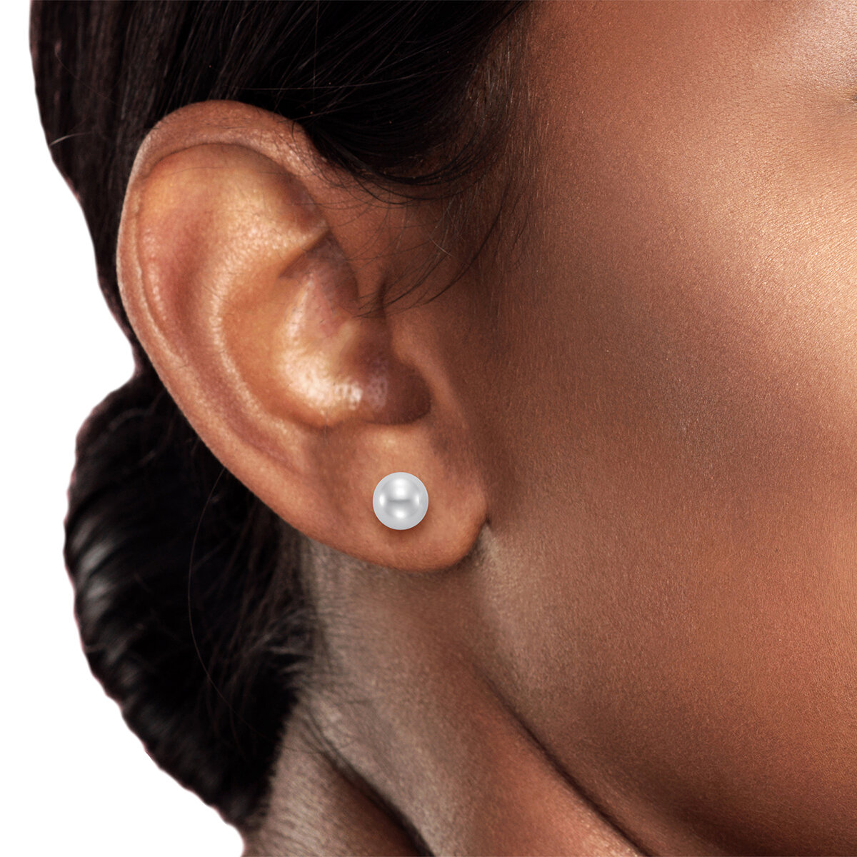 Aretes de Perla Cultivadas, Oro Blanco de 14K