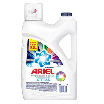 Ariel Vivid Brights and Color Detergente Líquido Concentrado para toda la Ropa 5 l