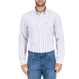Nautica Camisa para Caballero Azul y rayas blancas Mediana