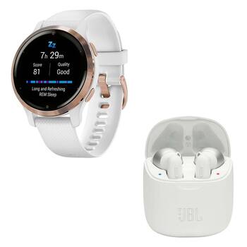 Garmin Bundle Reloj Inteligente Venu 2S Blanco/Oro Rosado +  Audífonos JBL Tune 220 TWS