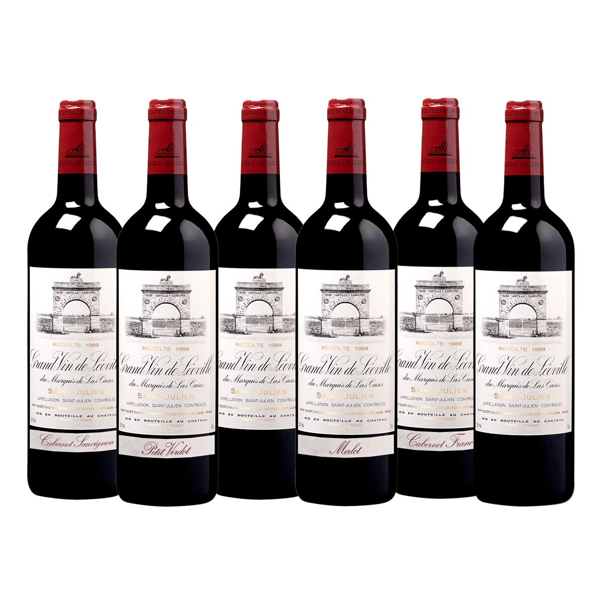 Grand Vin de Leoville du Marquis de Las Cases Caja con 6 Botellas de 750 ml + Copas