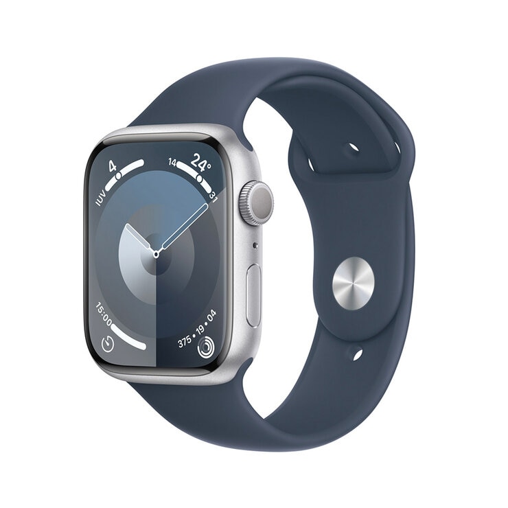 Apple Watch S9 (GPS) Caja de aluminio plata 45mm con correa deportiva Azul tempestad