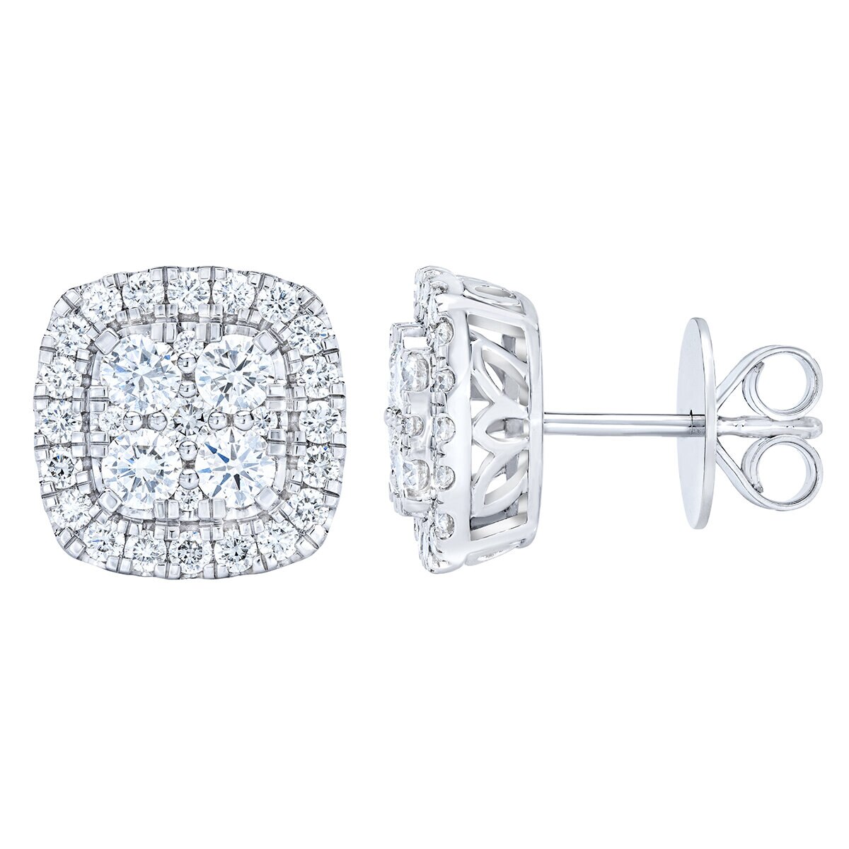 Aretes, 1.50ctw Diamantes, Oro Blanco de 14K