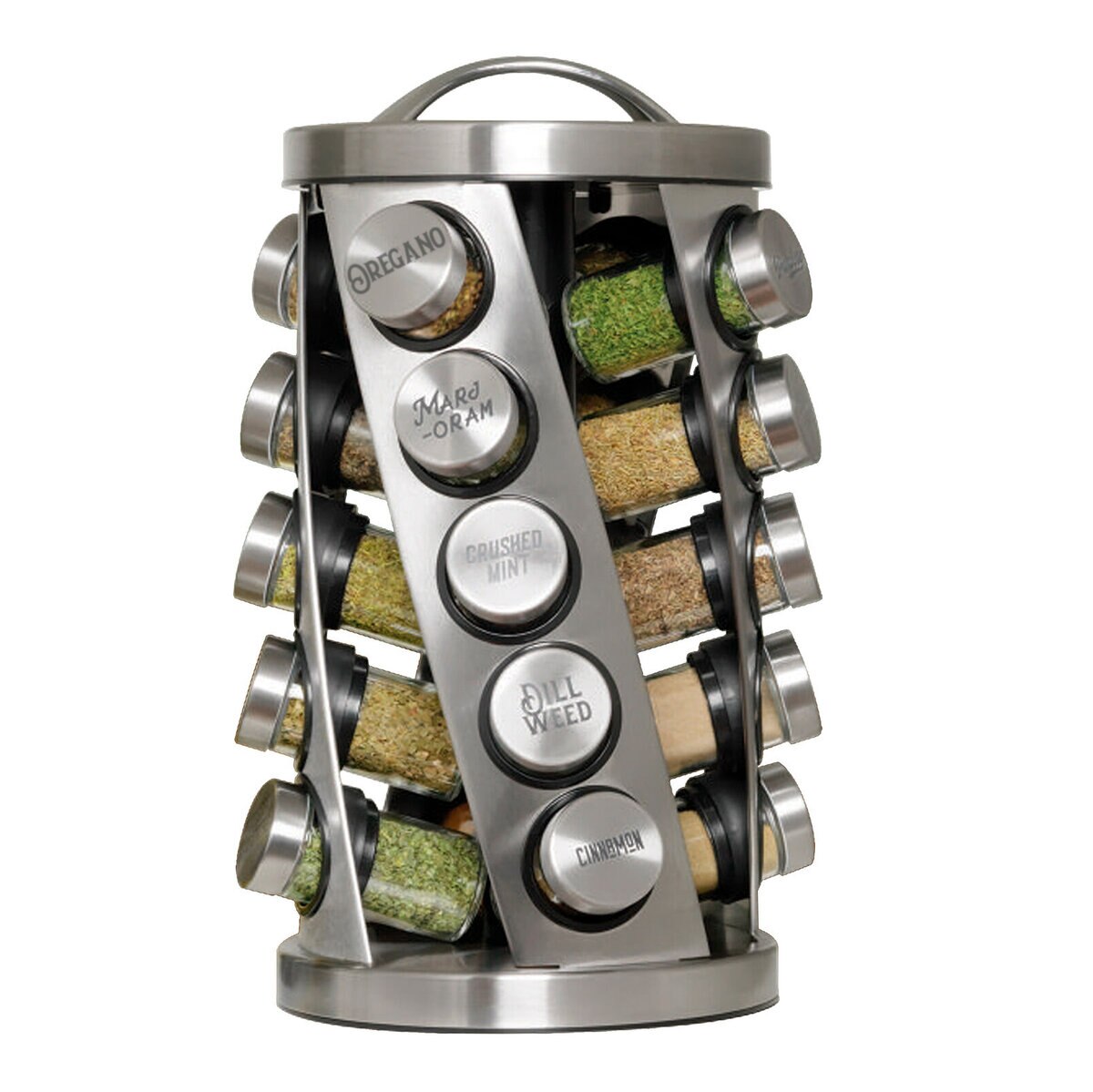 Kamenstein Especiero Giratorio de Acero Inoxidable con 20 Frascos y Especias