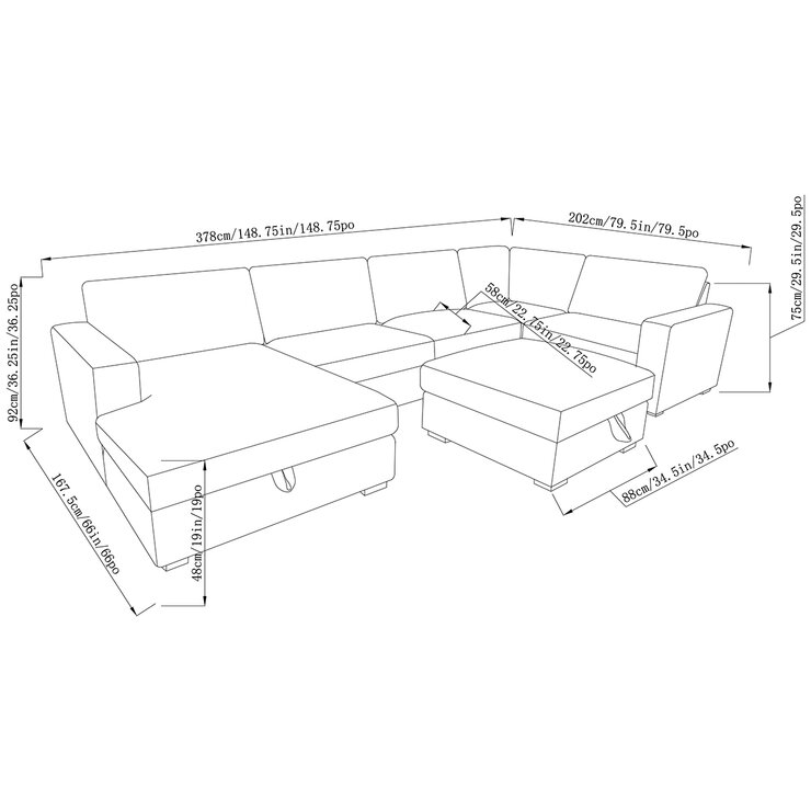 Ontai, Dellamore, Seccional de Tela con Almacenamiento