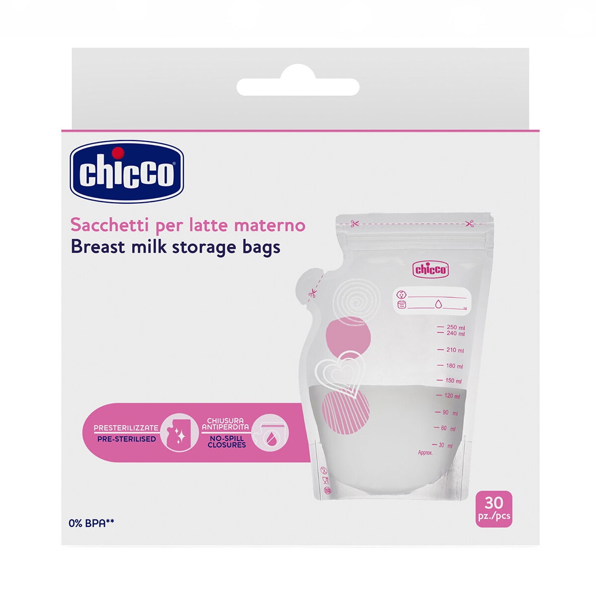 Chicco Bolsa Contenedora de Leche 30 piezas de 250 ml