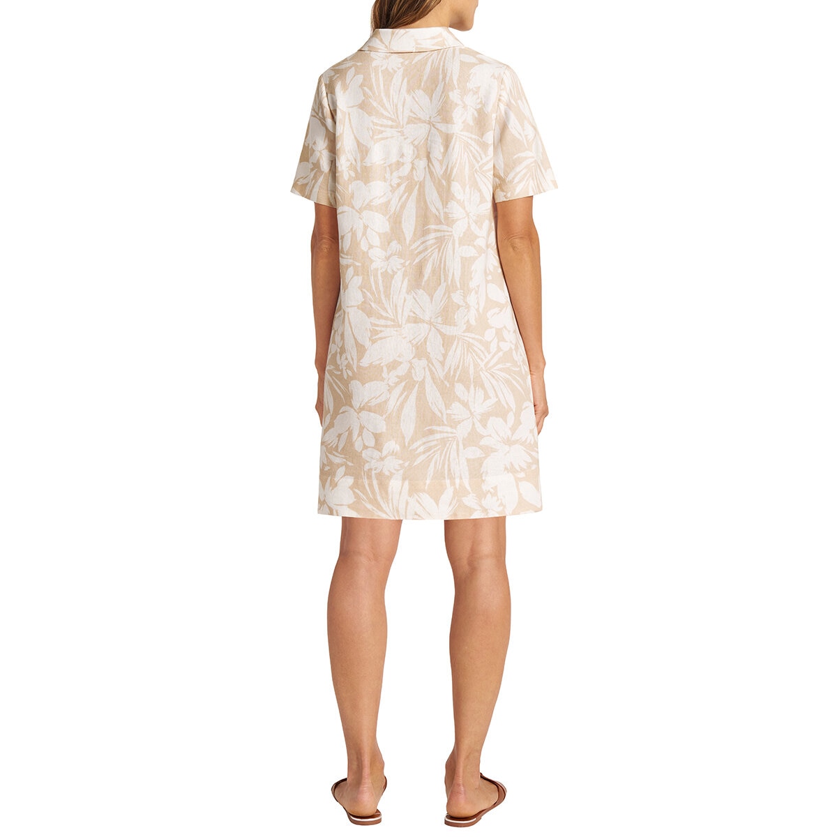 Matty M Vestido Tipo Lino para Dama Café Mediana