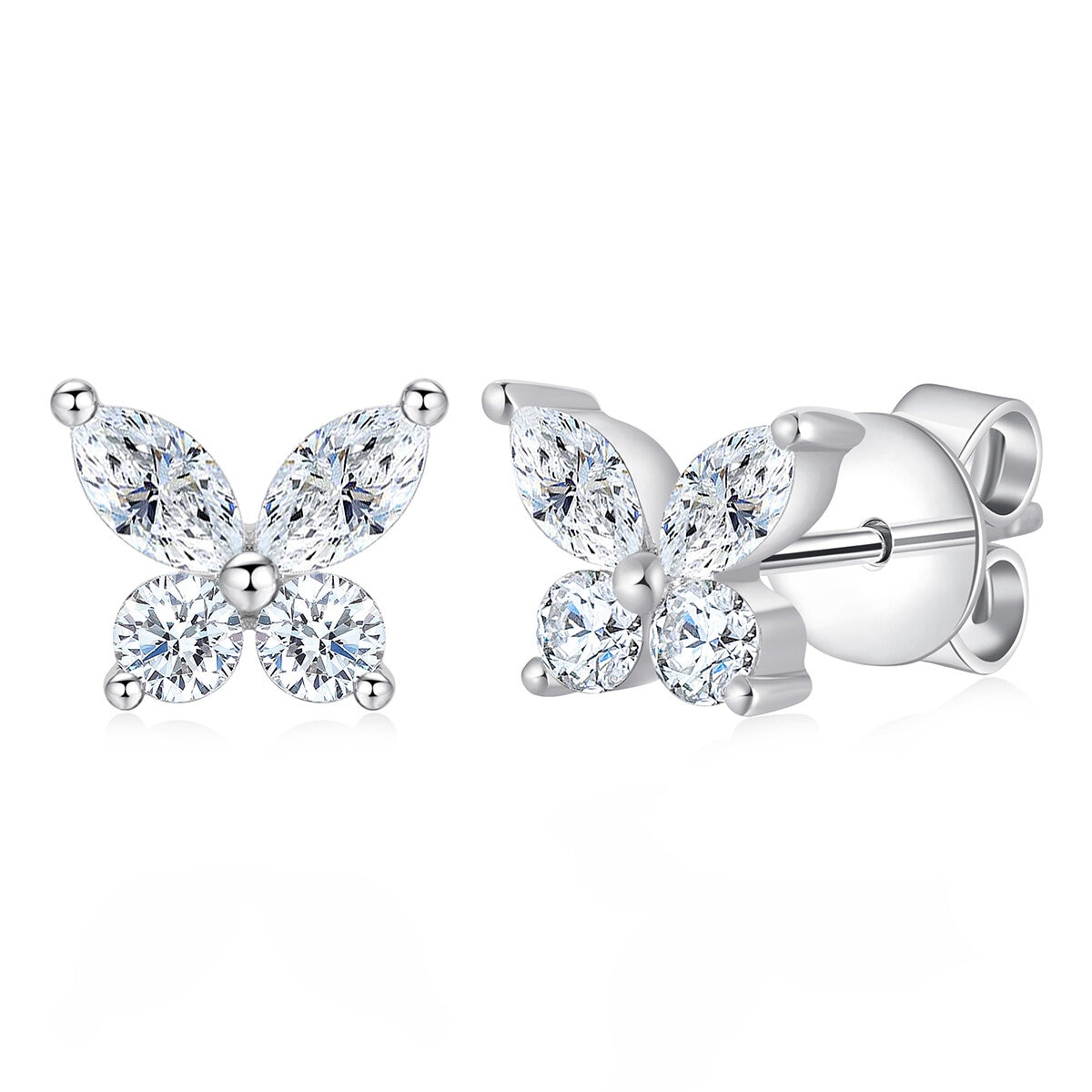 Aretes de Diamantes 0.58ctw, Forma Mariposa, Oro Blanco 14K Aretes de Diamantes 0.58ctw, Forma Mariposa, Oro Blanco 14K