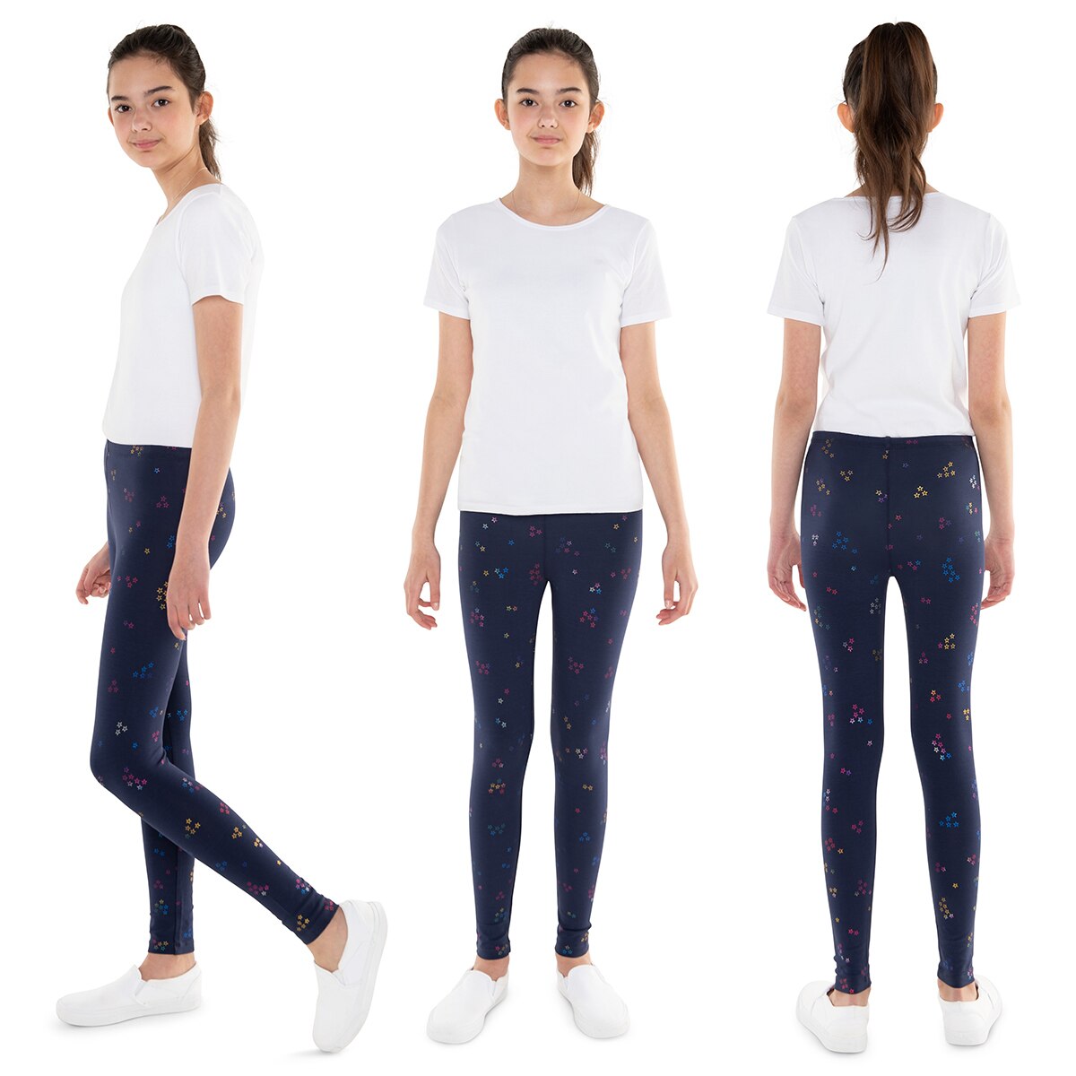 Vigoss, Leggings para Niña, 3 piezas, Gris, Rosa, Azul Marino con