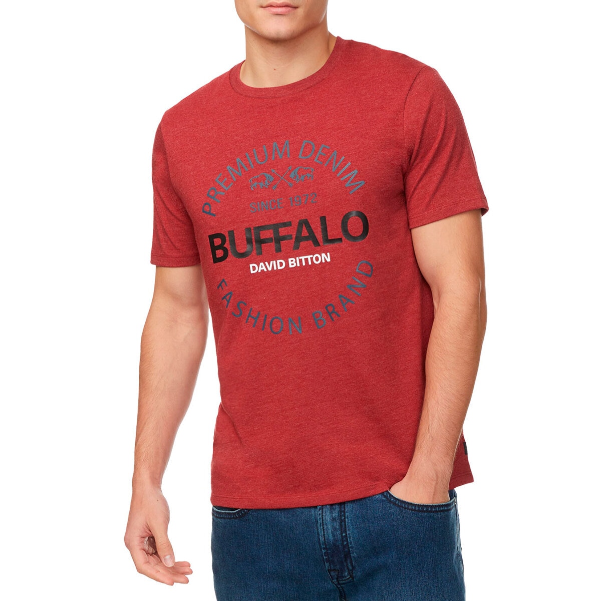 Buffalo David Bitton Playera para Caballero Rojo