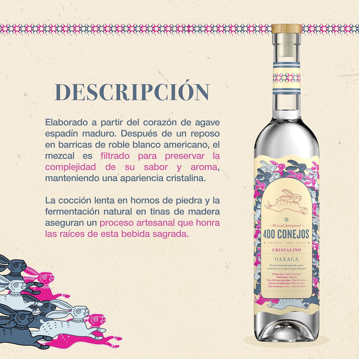 Mezcal 400 Conejos Cristalino 700 ml
