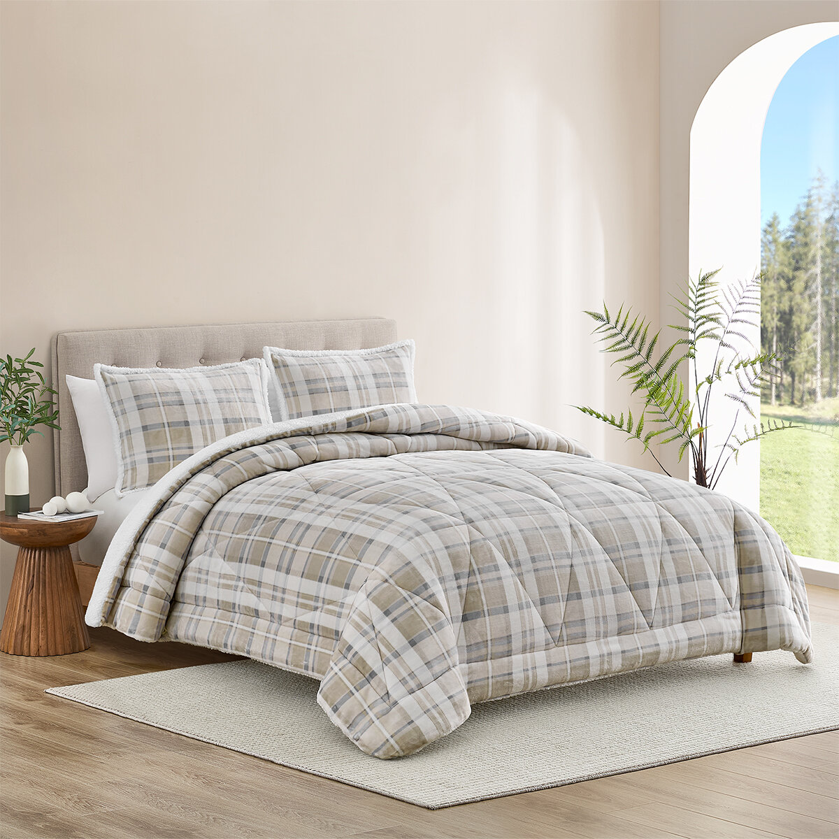 Casual Living, Juego de Edredón King de 3 piezas, Stowe Plaid-Cream