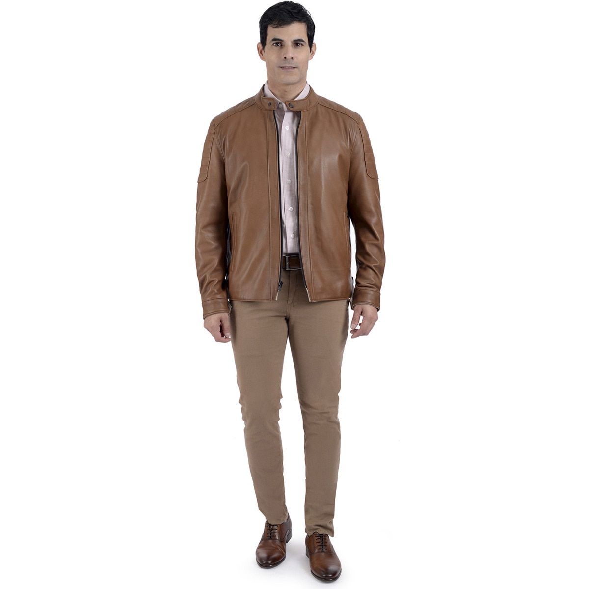 Perry Ellis, Chamarra de Piel de Vestir, Cuello Mao para Caballero