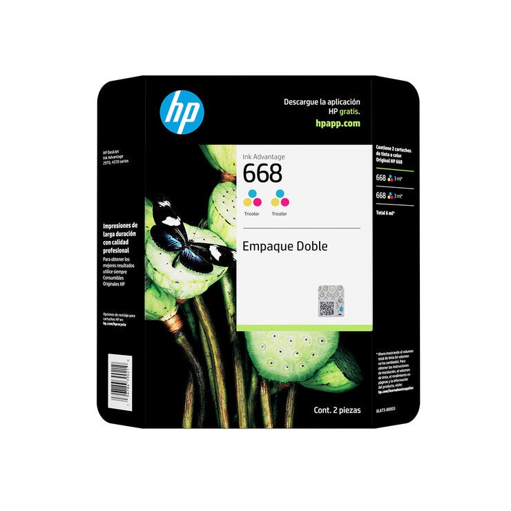 HP668 Cartucho Tricolor Original Ink 6L6T3BL HP668 Cartucho Tricolor Original Ink 6L6T3BL