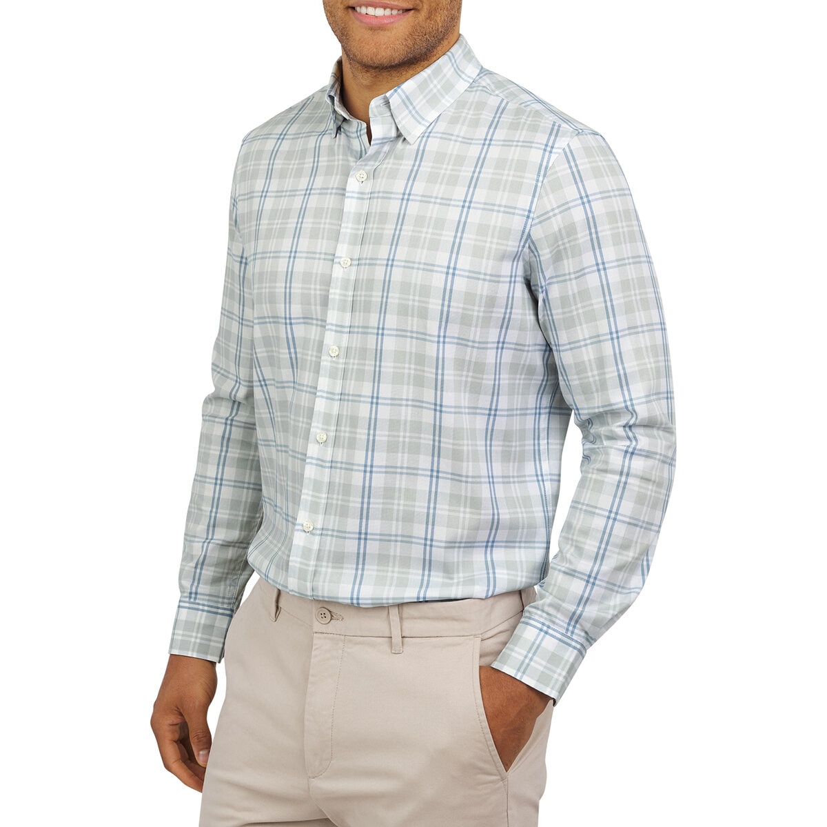 Lands End Camisa para Caballero Gris Chica