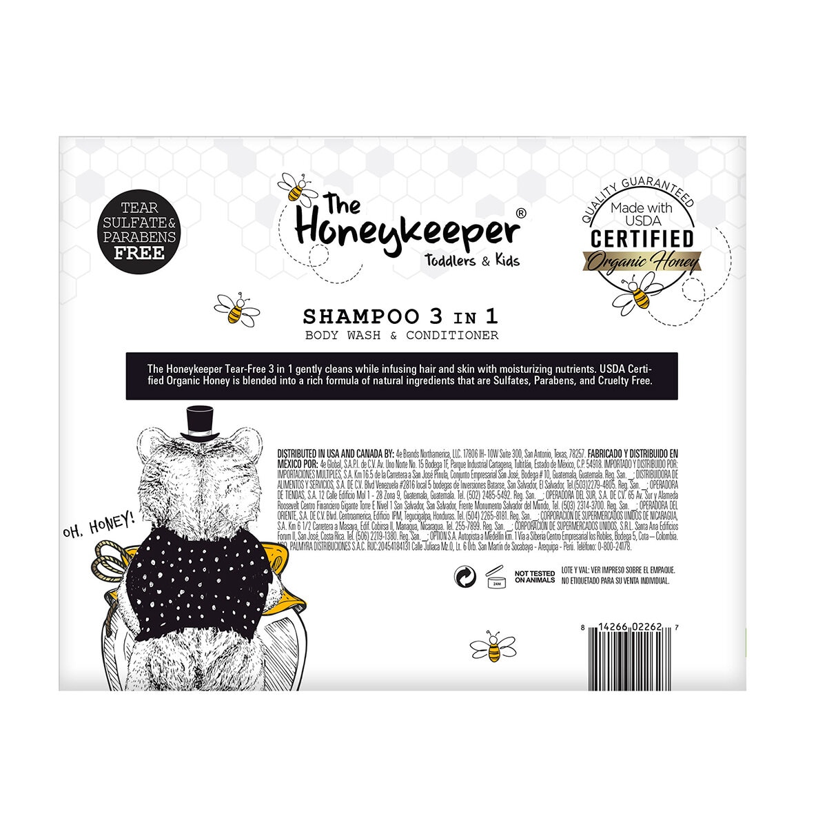 The Honeykeeper Shampoo 3 en 1 con miel 3 pzas de 700 ml