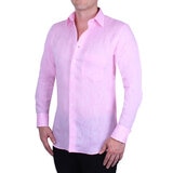 Emporio Colombo, Camisa de Lino para Caballero Corte Regular/Slim en Varias Tallas, Color Rosa