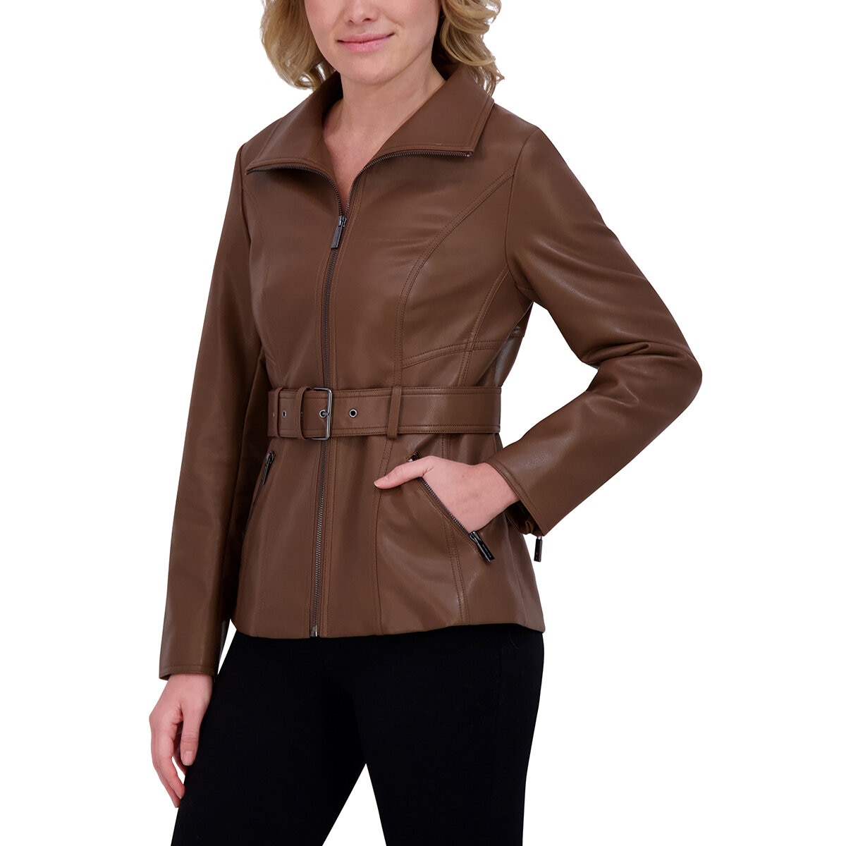 Kenneth Cole Chamarra para Dama Cognac Extra Grande Kenneth Cole Chamarra para Dama Cognac Extra Grande