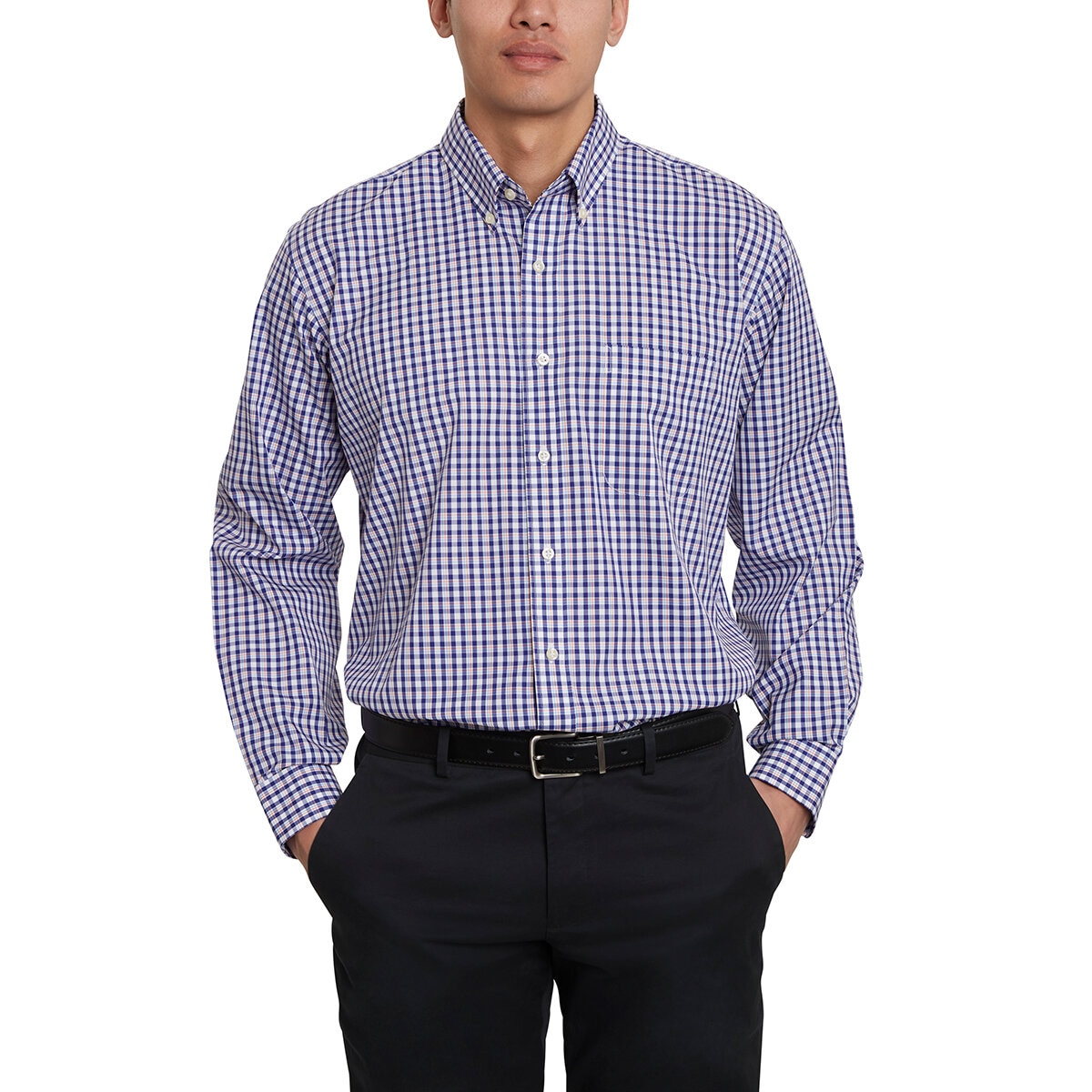 Kirkland Signature Camisa de vestir para Caballero Azul Cuello 18 Manga 34/35