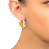 Aretes, Arracadas de Doble Fila, Oro Amarillo 14K