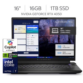 DELL Alienware NB M16 R2 Laptop Gaming 16" Quad HD NVIDIA GeForce RTX 4050 Intel Core Ultra 7 16GB 1TB SSD DELL Alienware NB M16 R2 Laptop Gaming 16" Quad HD NVIDIA GeForce RTX 4050 Intel Core Ultra 7 16GB 1TB SSD