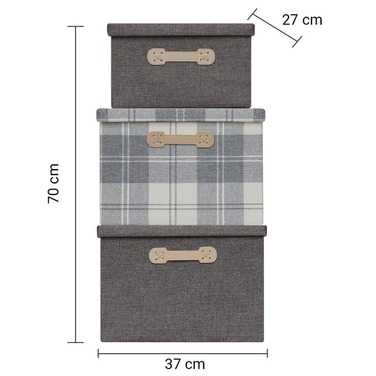 AG Box, Set de 3 Cajas de Almacenamiento Plegables para Armario