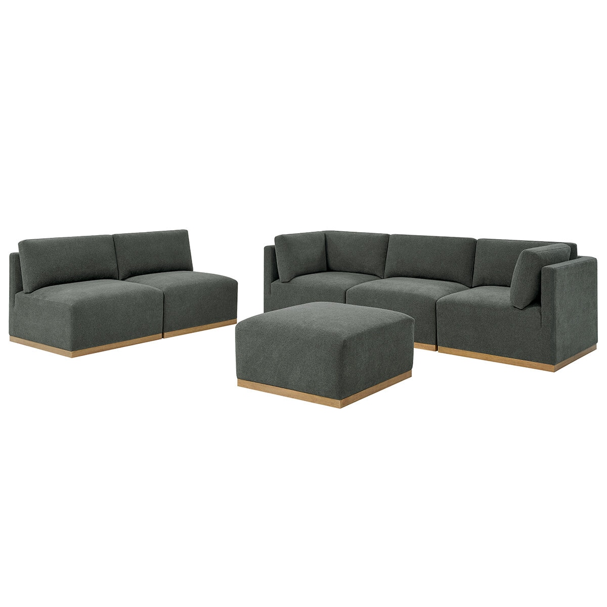 Henredon, Murphy, Sofá Seccional Modular de Tela de 6 piezas con Otomano