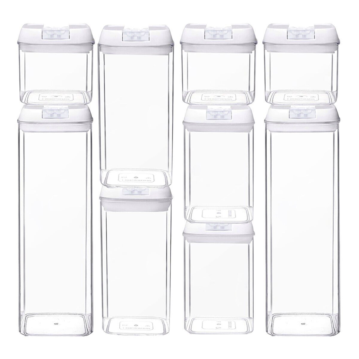 AG, Set de 9 contenedores para cocina con tapa hermética, Tapa Color Blanco