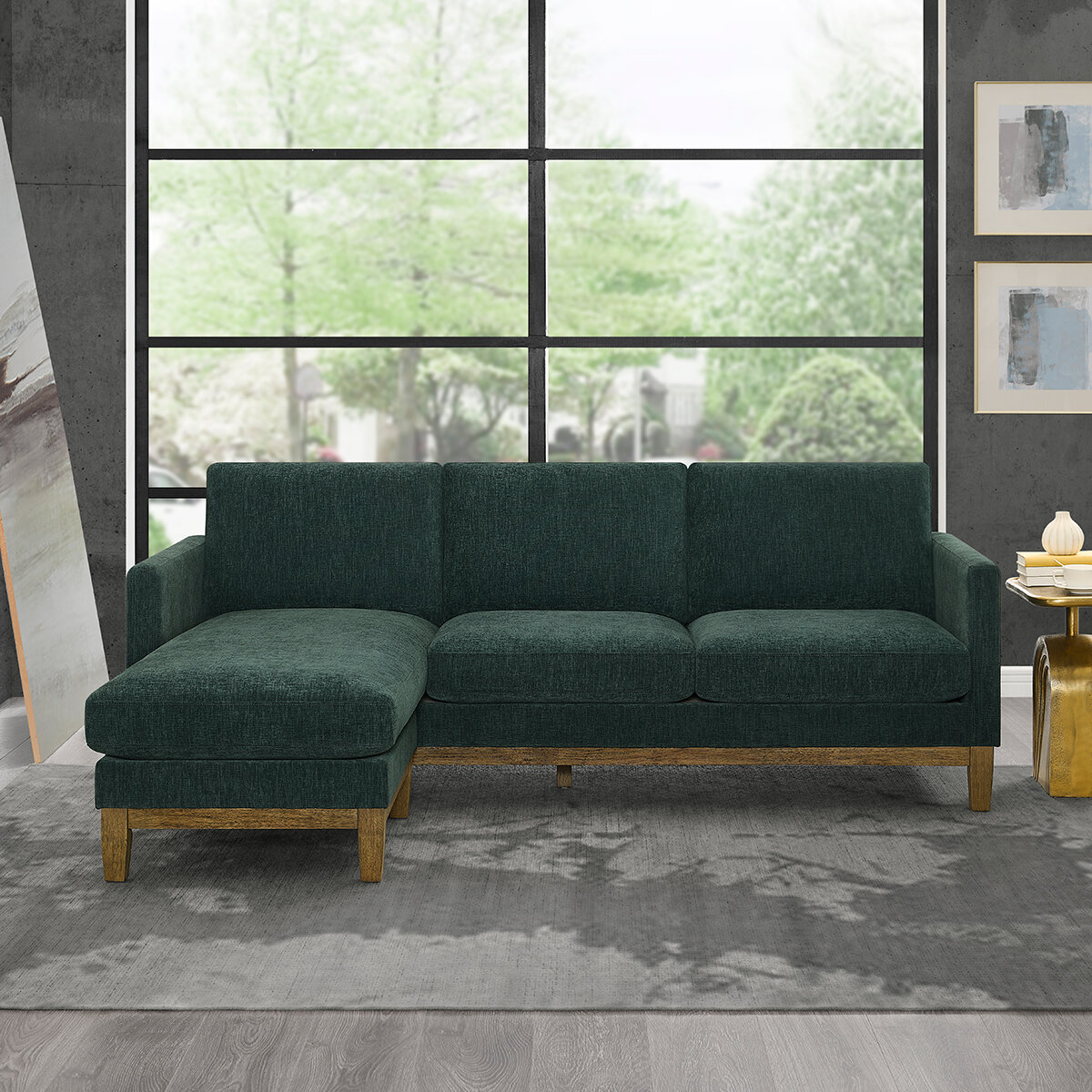 Henredon, Sofá Reversible De Tela Estilo Chaise