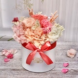 Mina'an Flor Eterna, Bouquet Mix Durazno, Caja Blanca, Duración 6 Meses