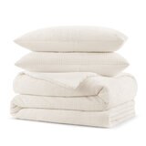 Cococozy, Juego de Edredón, Modelo Boucle, Tamaño King, Color Blanco