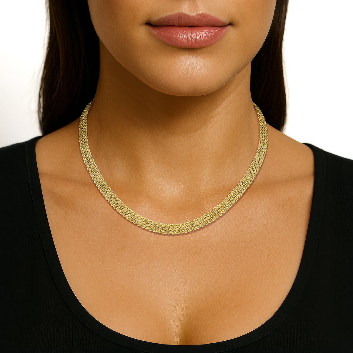 Cadena de Cuerda Cuadruple para Dama, Oro Amarillo 14K, 45.72cm