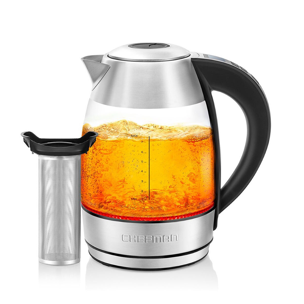 Chefman, Hervidor Eléctrico Digital 1.8L De Vidrio Con Ebullición 