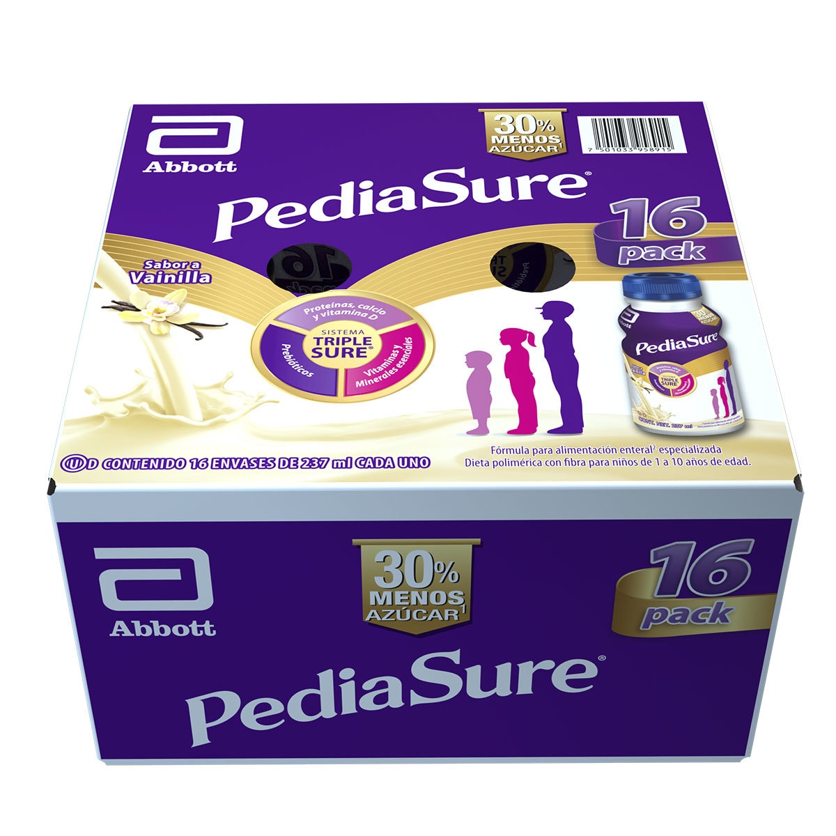 Suplemento Alimenticio para Niños Sabor Vainilla, Pediasure, 16 piezas