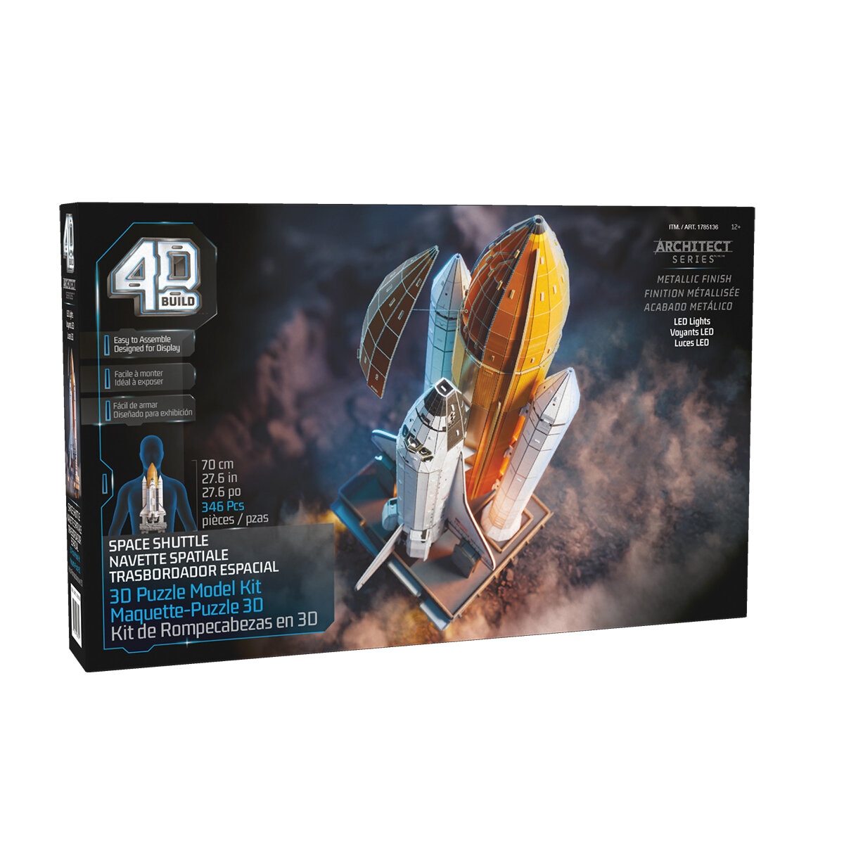 4D Build, Kit de Rompecabezas 3D - Trasbordador Espacial con Luces LED