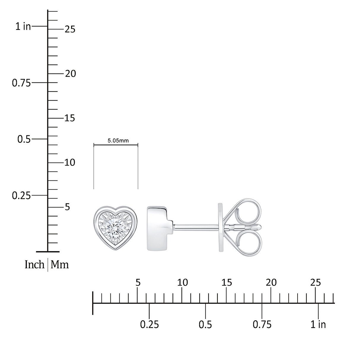 Aretes de Corazon de Diamantes 0.10ctw, Oro Blanco 14K