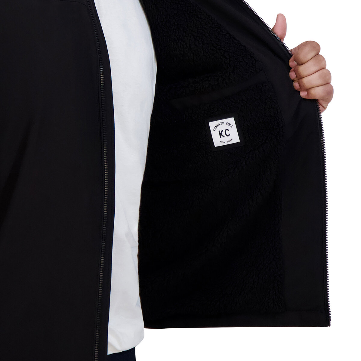 Kenneth Cole Chamarra para Caballero Negro Grande Kenneth Cole Chamarra para Caballero Negro Grande