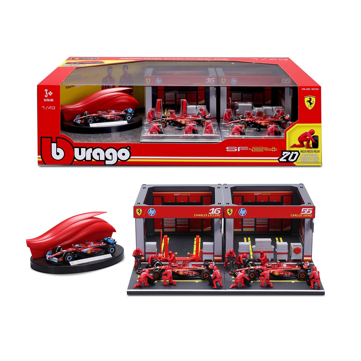 Juego de Equipo de Carreras Fórmula 1 1:43, Ferrari