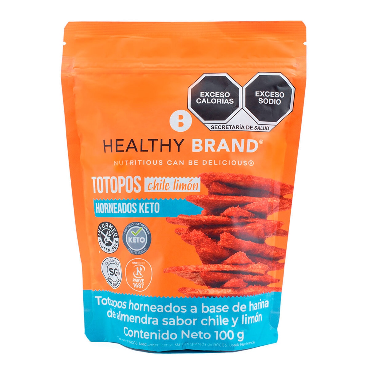 Healthy Brand Totopos Horneados Keto con Chile  y Limón 100 g