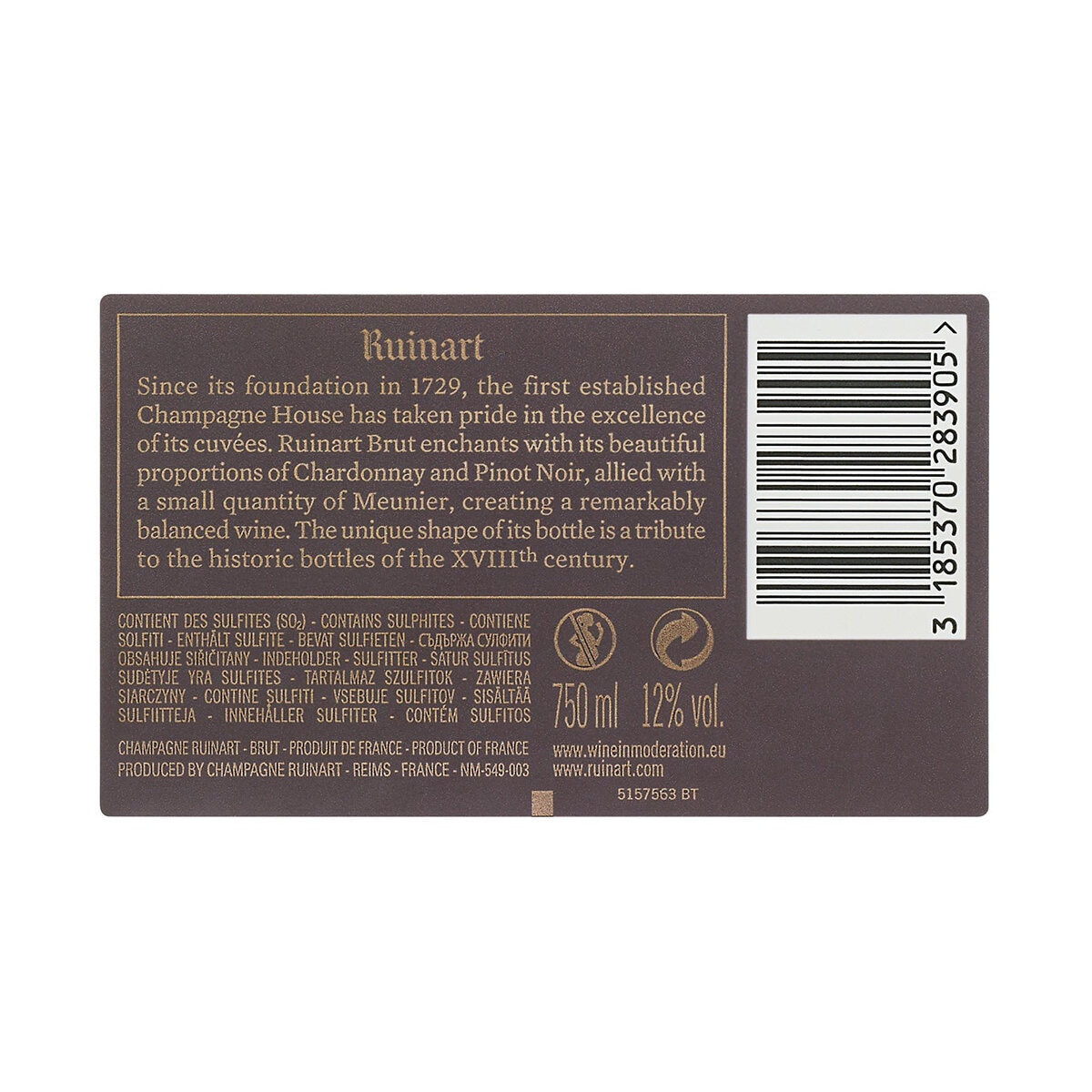 Champagne R de Ruinart 750ml
