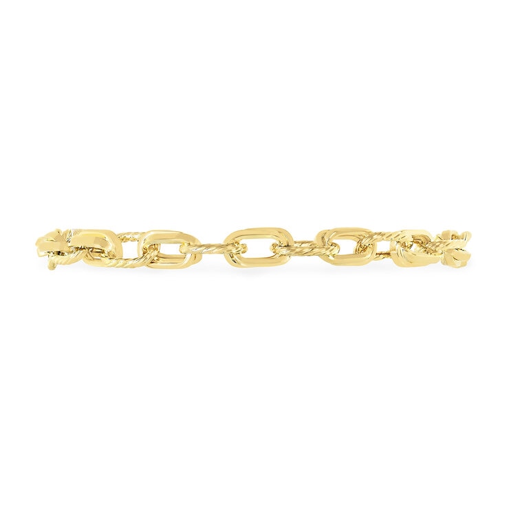 Pulsera, Eslabones Ovalados, Oro Amarillo 14K, 19.05cm
