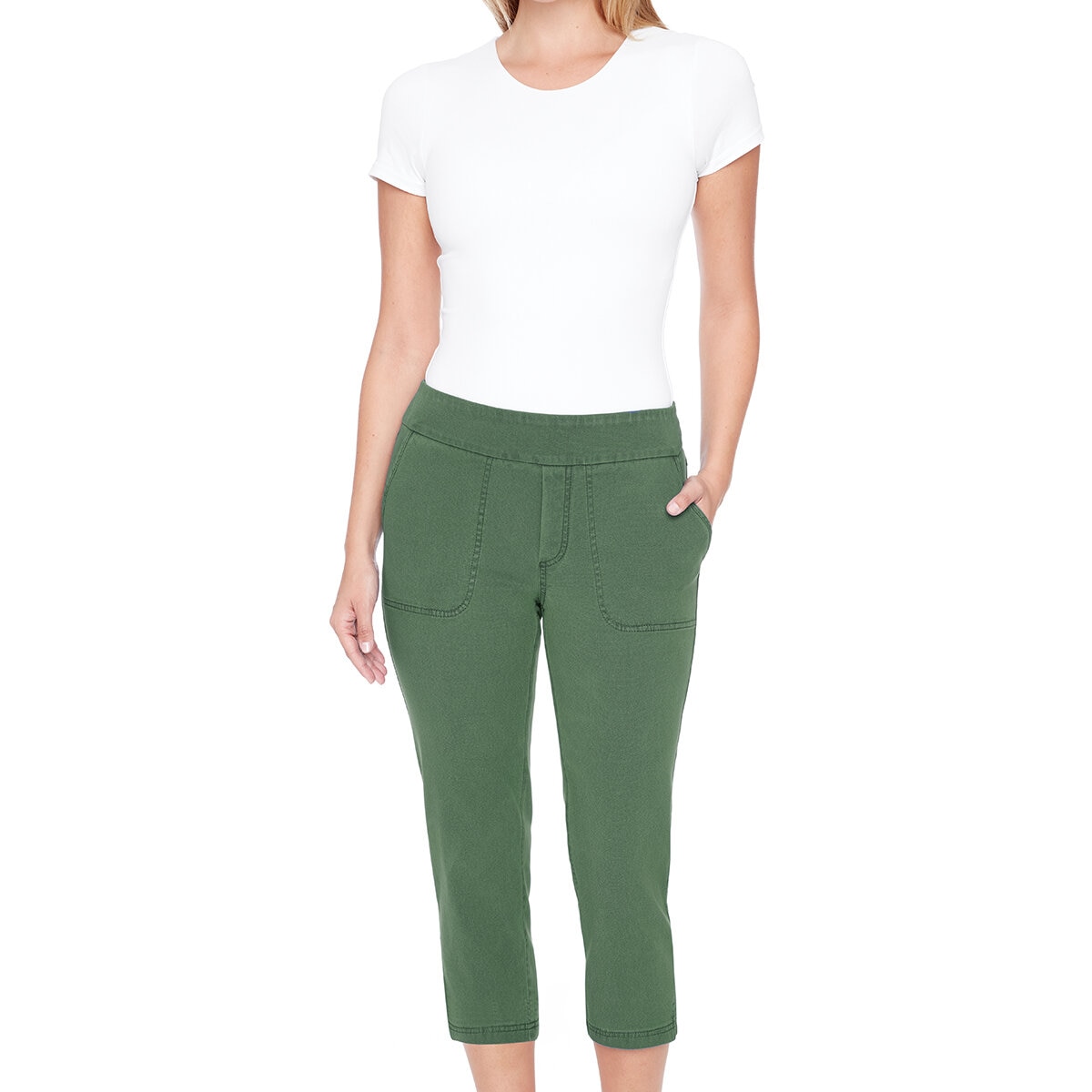S.C. & CO Pantalones Capri para Dama Verde Grande